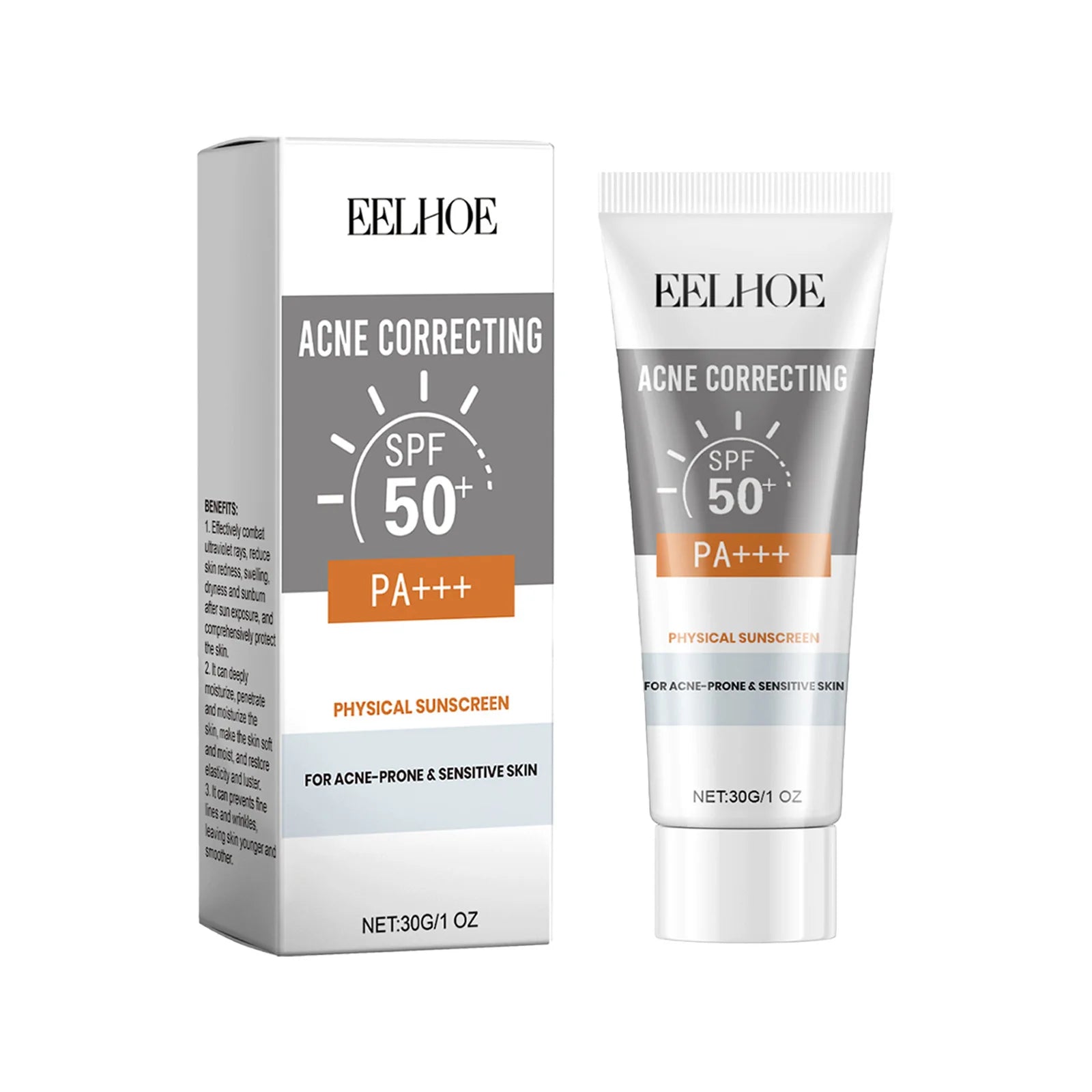 EELHOE 30g Vitamin E Sunscreen Long-lasting Moisturizing Anti-UV Anti-dry Skin SPF 50 Cream Maintains Elasticity Glow Skin Care