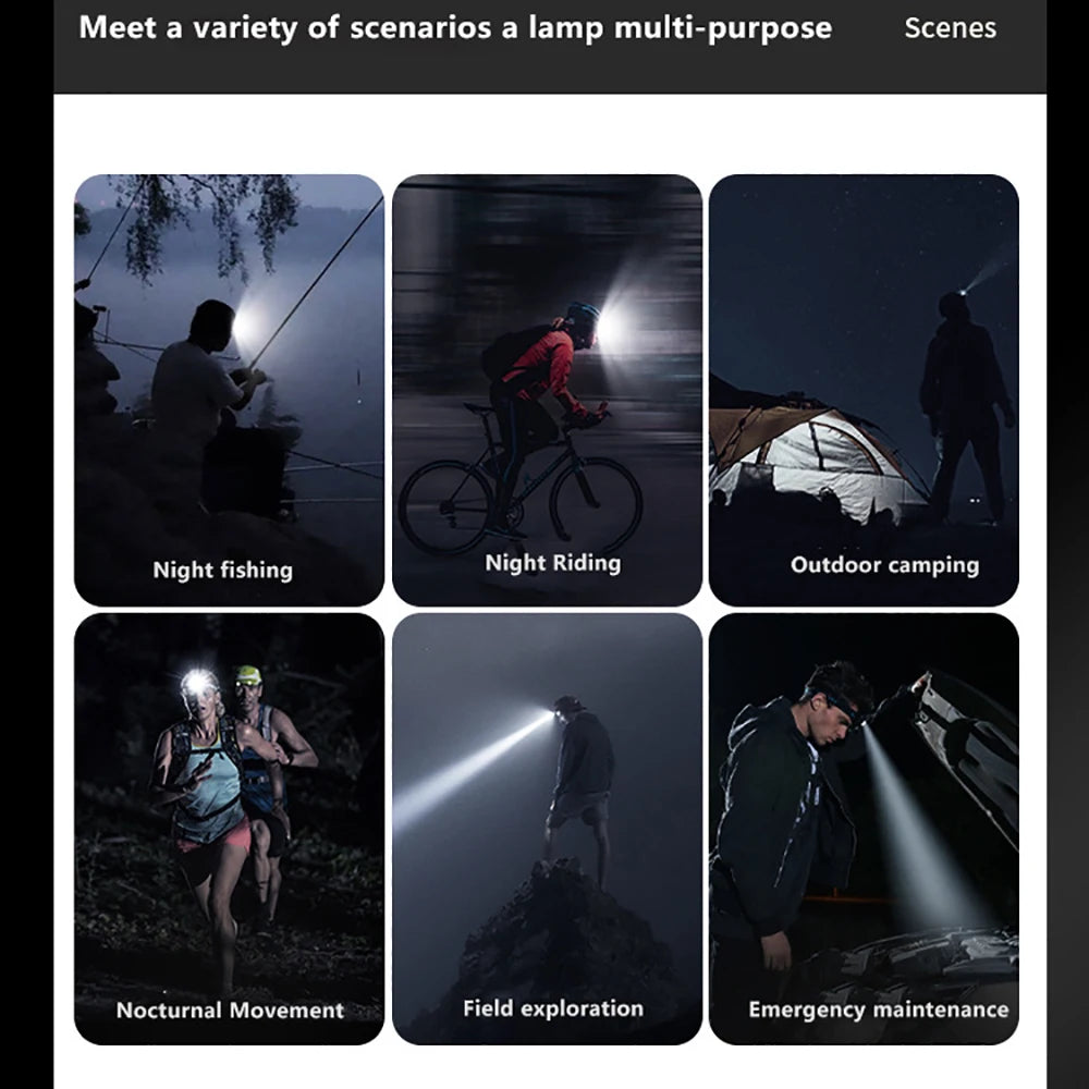 300000000LM Upgrade 4*White laser Headlamp Fishing Headlight 18650 Battery Flashlight USB Rechargeable Head Lights Torch Lantern