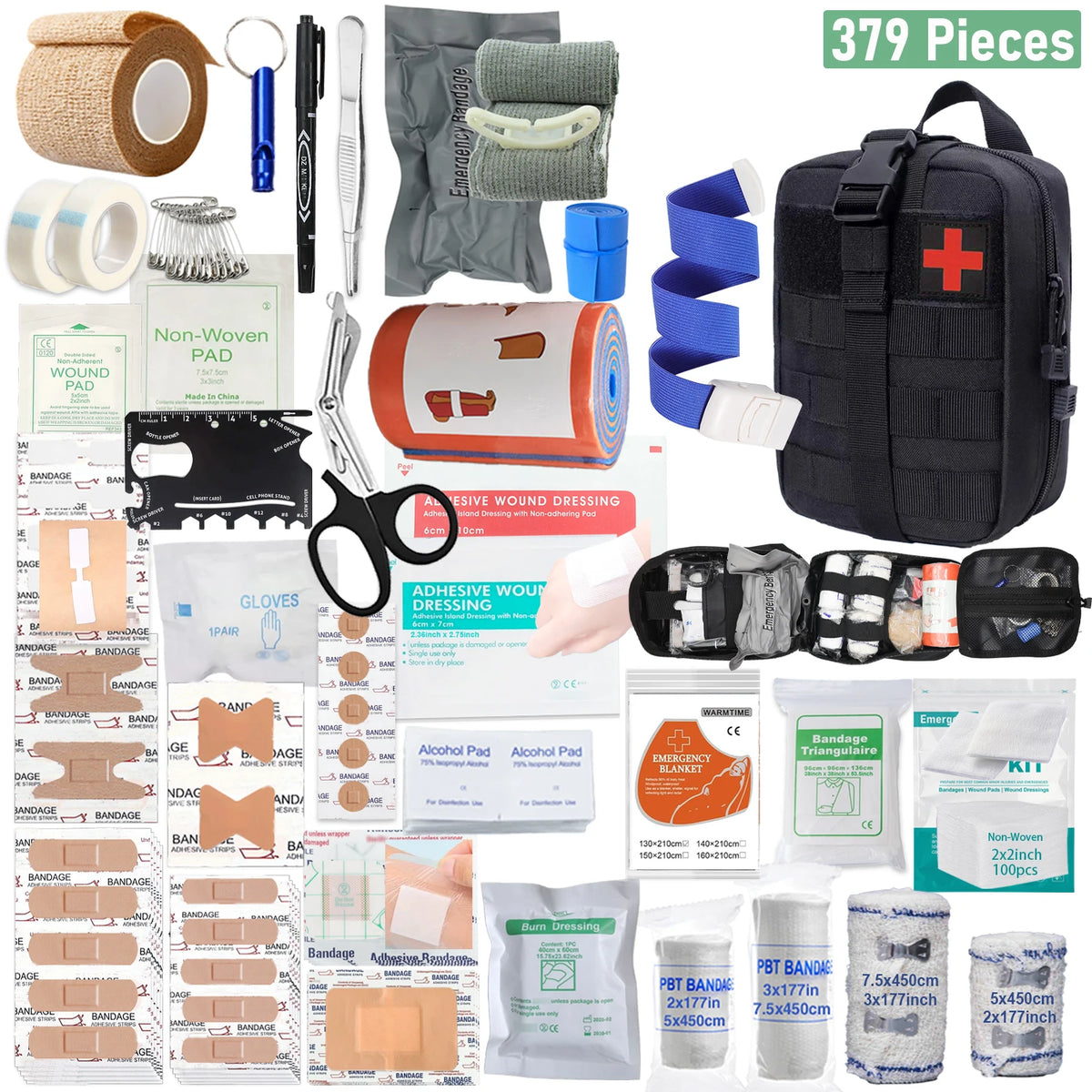 379-Piece Portable First Aid Kit – Emergency Survival Bag for Camping, Hiking & Outdoor Use