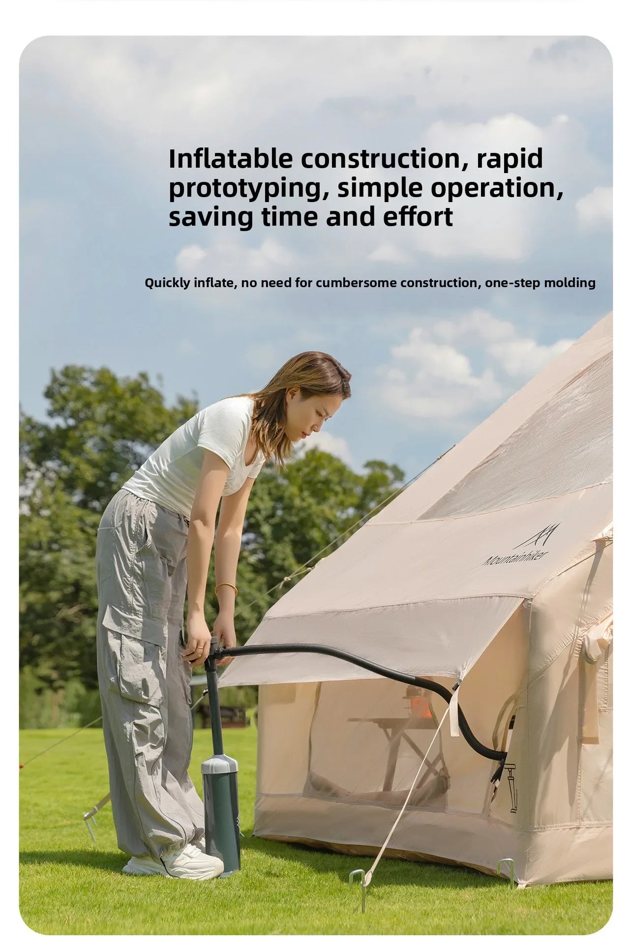MOUNTAINHIKER Inflatable Camping Tent – 3-4 Person Starry Sky Design | 4-Season Windproof Family Tent