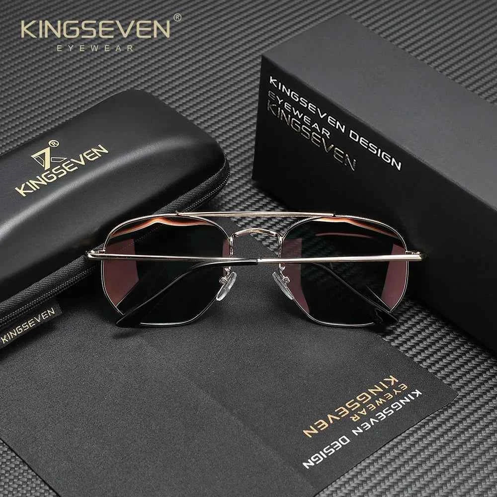 KINGSEVEN 7748222 Thin Oval Sunglasses – Lightweight Alloy, Polarized, UV400, Unisex