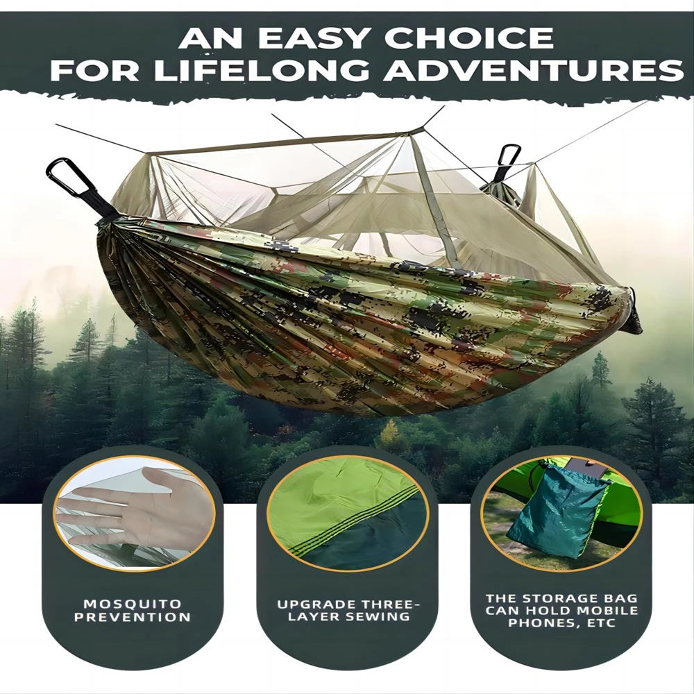 Portable Outdoor Camping Leisure Double Mosquito Net Hammocks Garden Travel Tourist Nature Hike Sleeping Hanging Hammock Swing