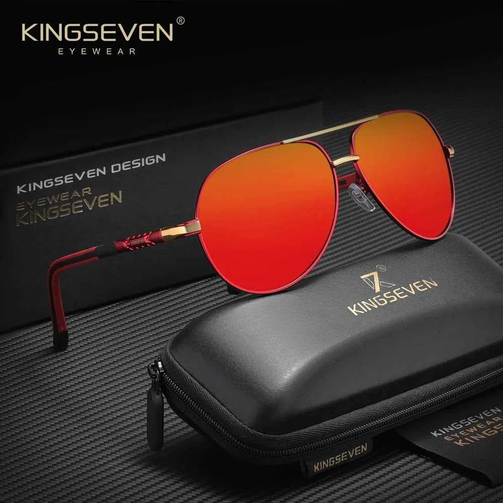 KINGSEVEN 7252 Pilot Sunglasses – Aluminium-Magnesium, Polarized Mirror, Anti-Reflective, Unisex