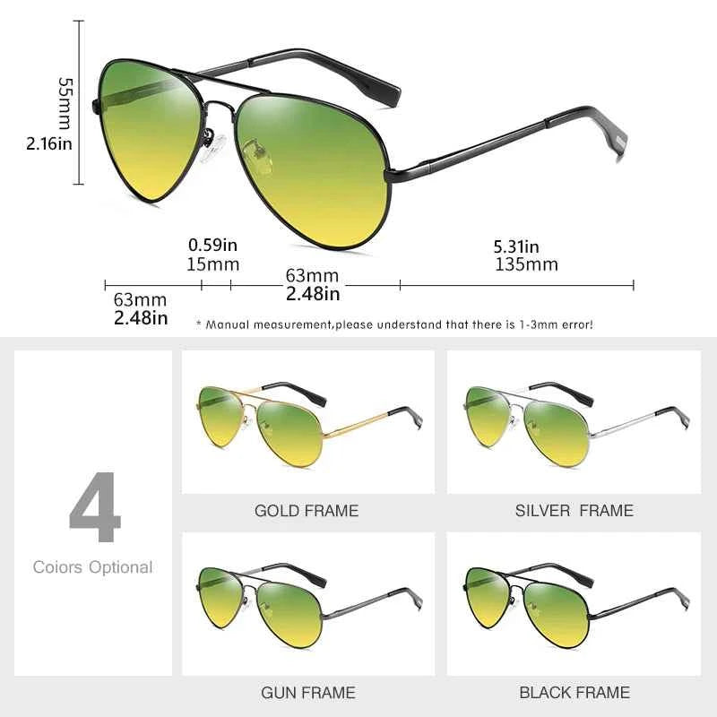 LIOUMO GL3025 Photochromic Pilot Sunglasses – Polarized, Day-Night, UV400, Unisex