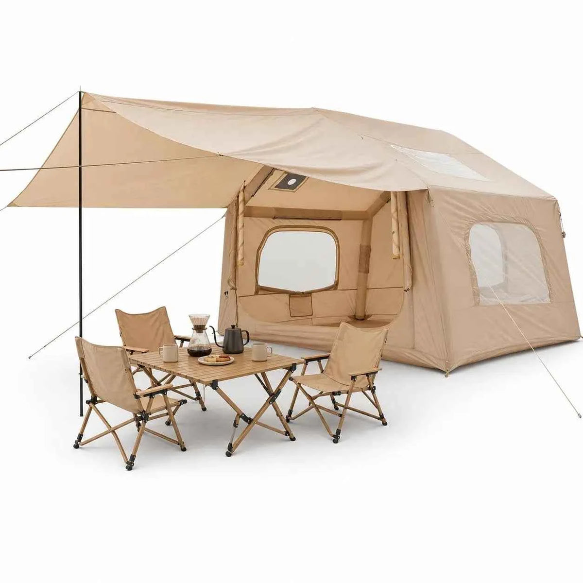 Spacious Inflatable Camping Tent – 6-8 Person, Quick Setup Air Pole System, Skylight & Canopy