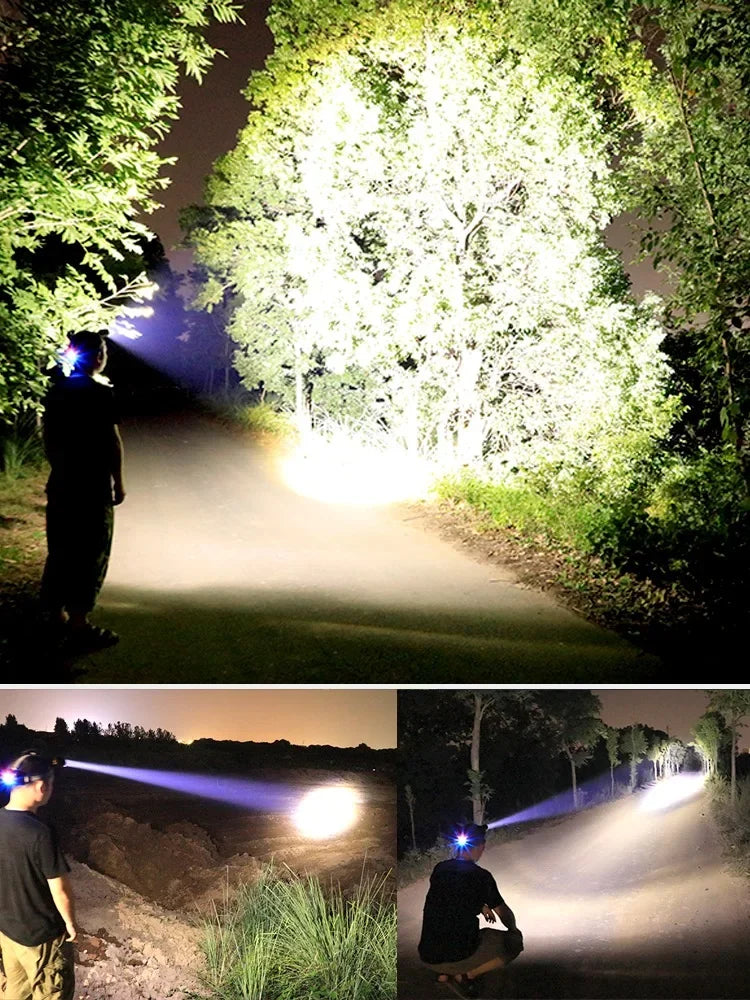 Rechargeable LED Headlamp 1000000LM Head LED Front Flashlight Most Powerful Long Range Headlight Outdoor Fishing Camping Lights