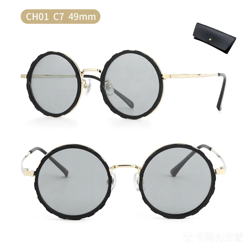 lafforgue ND9 Adjustable Dimming Steampunk Sunglasses – 9-Level ND Filter, Leather Side Shields, UV400, Unisex