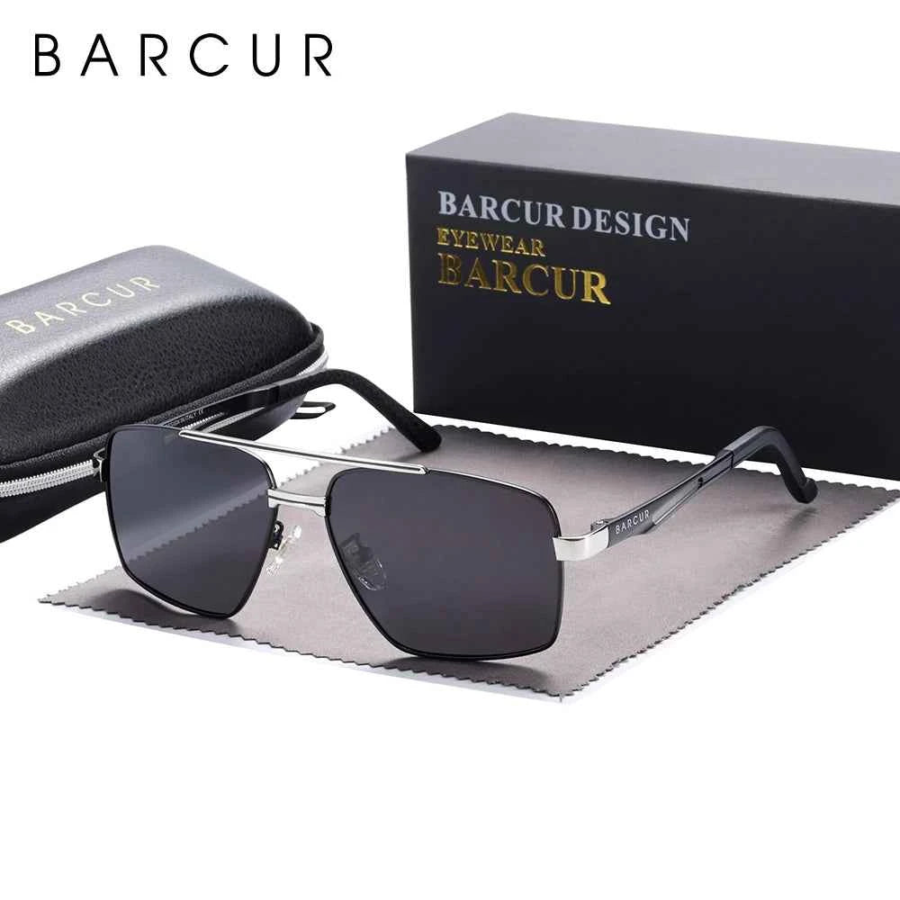 BARCUR BC8035 Polarized Pilot-Square Sunglasses – Stainless Steel, UV400, Unisex