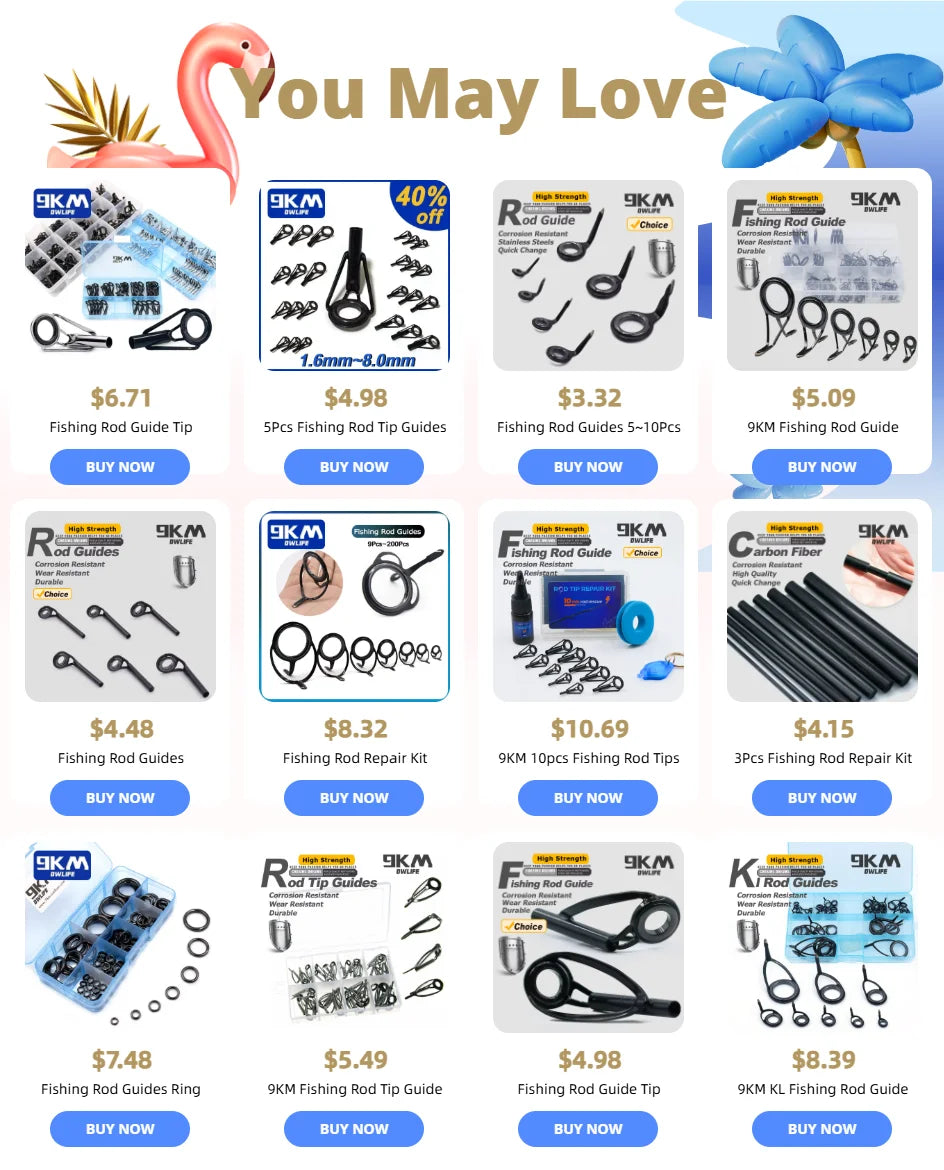 9KM DWLIFE Fishing Rod Tip Repair Kit – Stainless Steel & Ceramic Ring | 24–240 Pcs | Saltwater & Freshwater