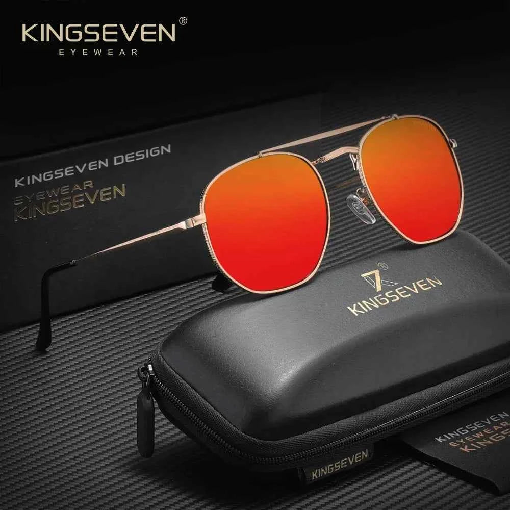 KINGSEVEN 7748222 Thin Oval Sunglasses – Lightweight Alloy, Polarized, UV400, Unisex