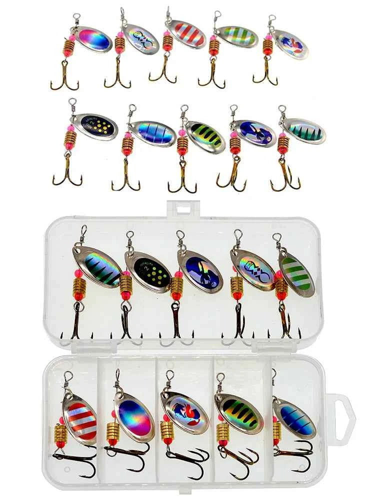10pc Metal Spoon Spinner Lure Set – 2.6g Spoonbait Crankbait Wobbler for Bass & Pike (Mixed Colors)