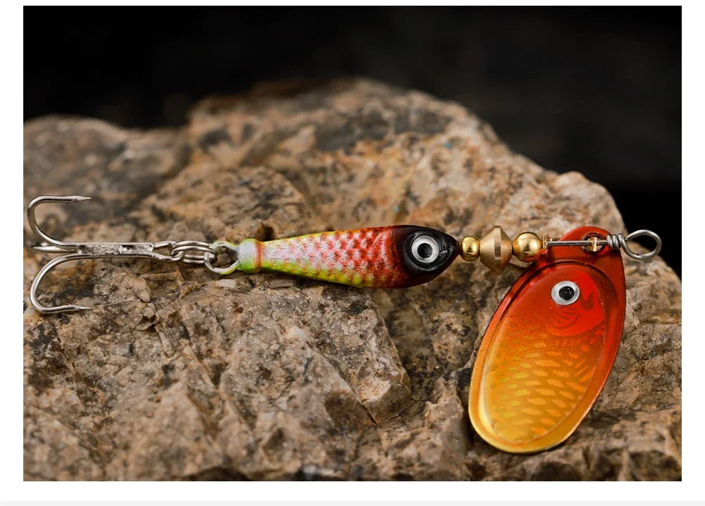 9g Rotating Fishing Bait Spoon Lure Metal Triple Hook Artificial Fish Wobbler Feeder for Enhanced Fishing Experience