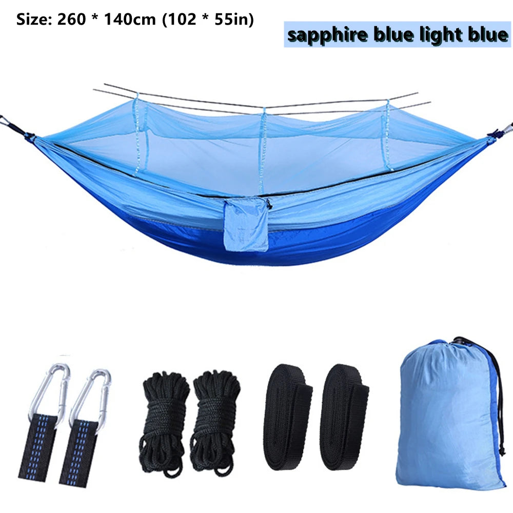 Portable Outdoor Camping Leisure Double Mosquito Net Hammocks Garden Travel Tourist Nature Hike Sleeping Hanging Hammock Swing