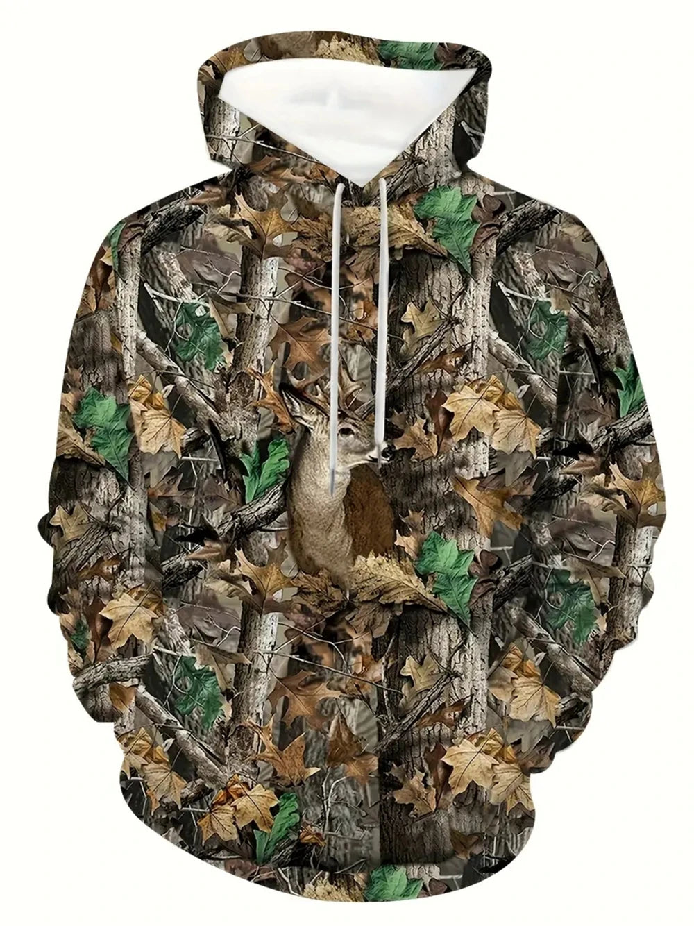 Unisex 3D Leaves Camo Hoodie – Oversized Harajuku Pullover
