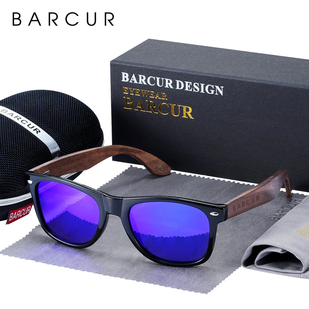 BARCUR Black Walnut Wood Polarized Sunglasses – UV400 Protection