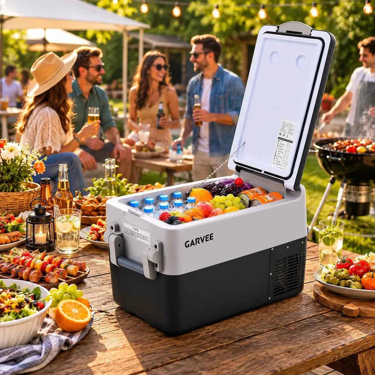 53QT Dual-Zone Portable 12V Fridge Freezer with App & LCD Control – AC/DC Power for Car, RV, Camping & Home