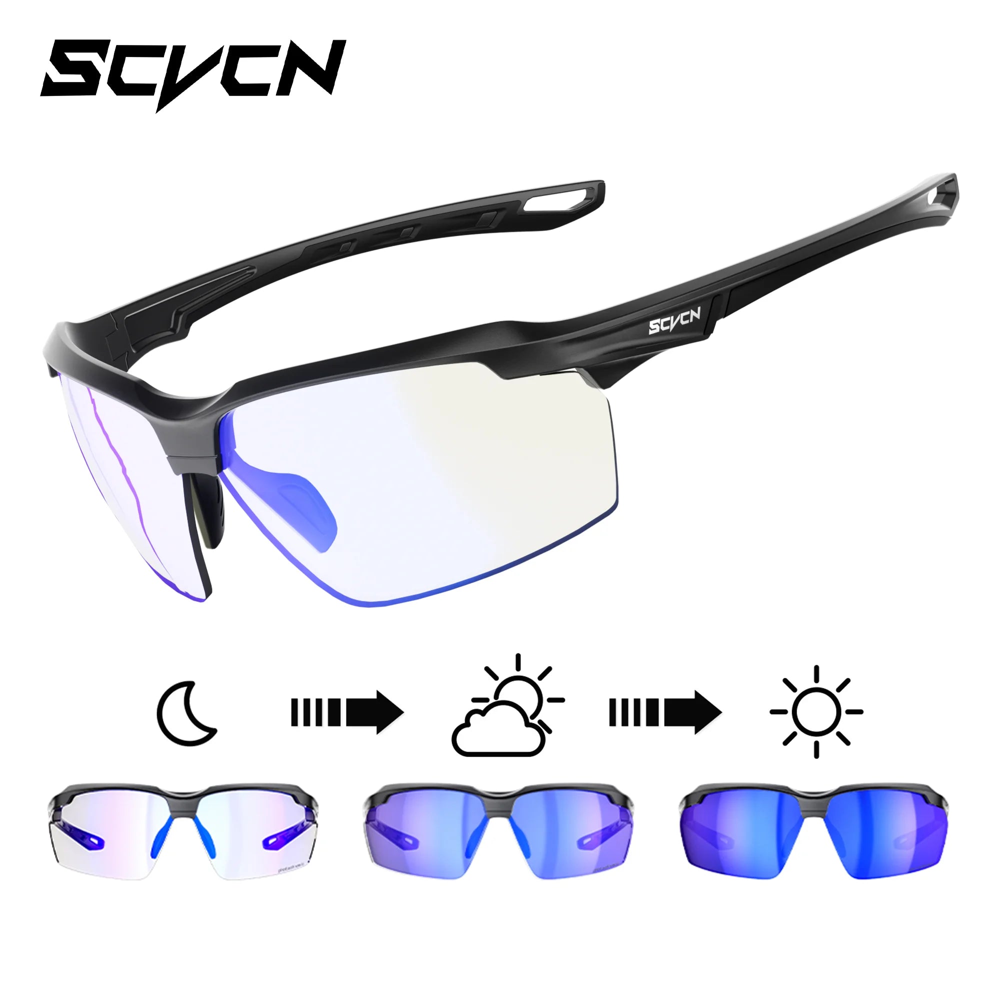 SCVCN Tactical Shooting Glasses – Photochromic Polarized Shockproof Goggles for Hunting, Airsoft & Outdoor Sport