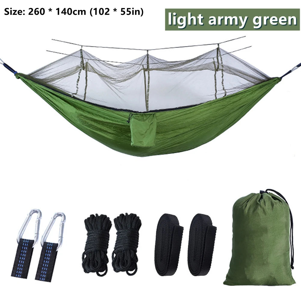 Portable Outdoor Camping Leisure Double Mosquito Net Hammocks Garden Travel Tourist Nature Hike Sleeping Hanging Hammock Swing