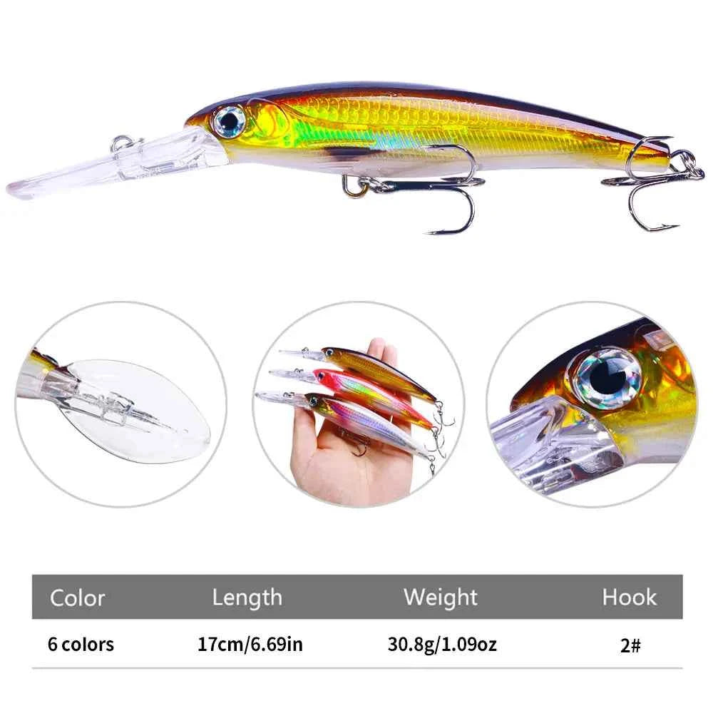 170mm 30g Minnow Fishing Lure – Hard Bait Wobbler for Bass, Pike & Saltwater Trolling