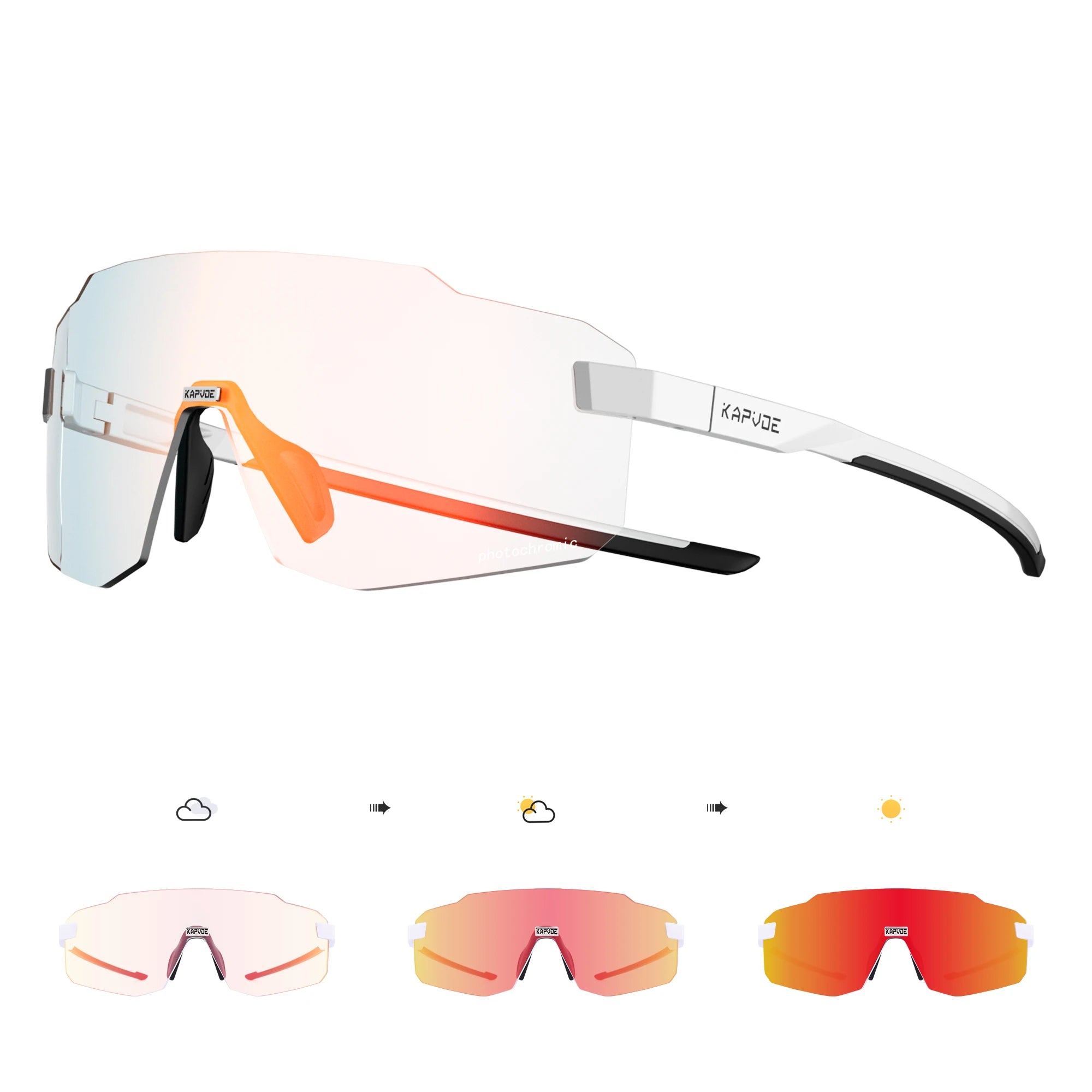 Kapvoe Photochromic Cycling Glasses – UV400 Lightweight MTB Bike Eyewear for Running, Skiing & Outdoor Sport