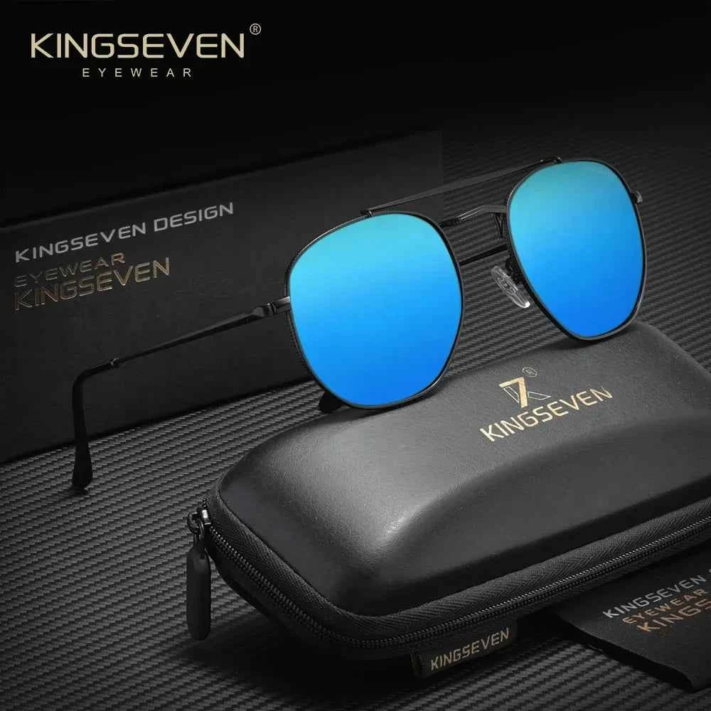 KINGSEVEN 7748222 Thin Oval Sunglasses – Lightweight Alloy, Polarized, UV400, Unisex