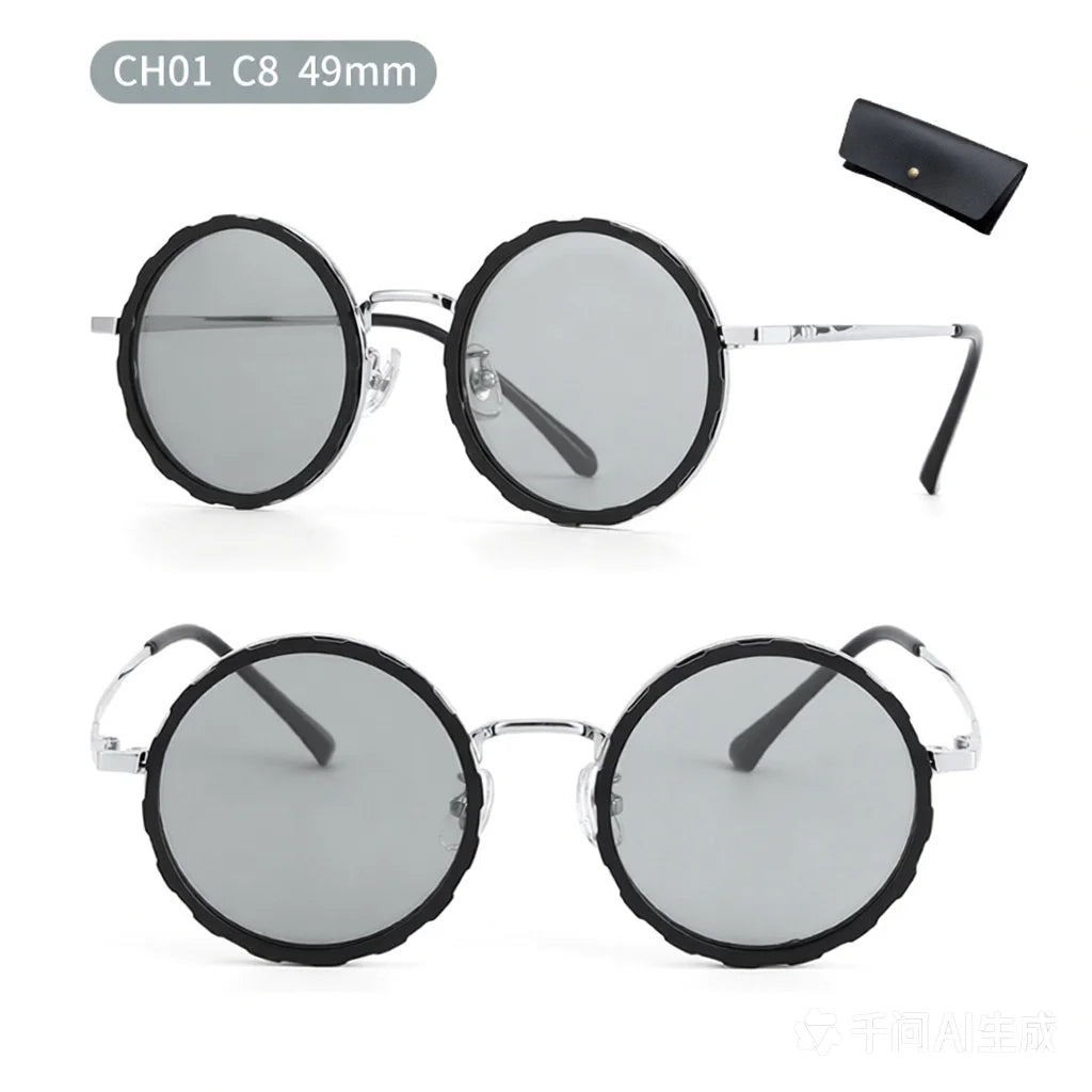 lafforgue ND9 Adjustable Dimming Steampunk Sunglasses – 9-Level ND Filter, Leather Side Shields, UV400, Unisex