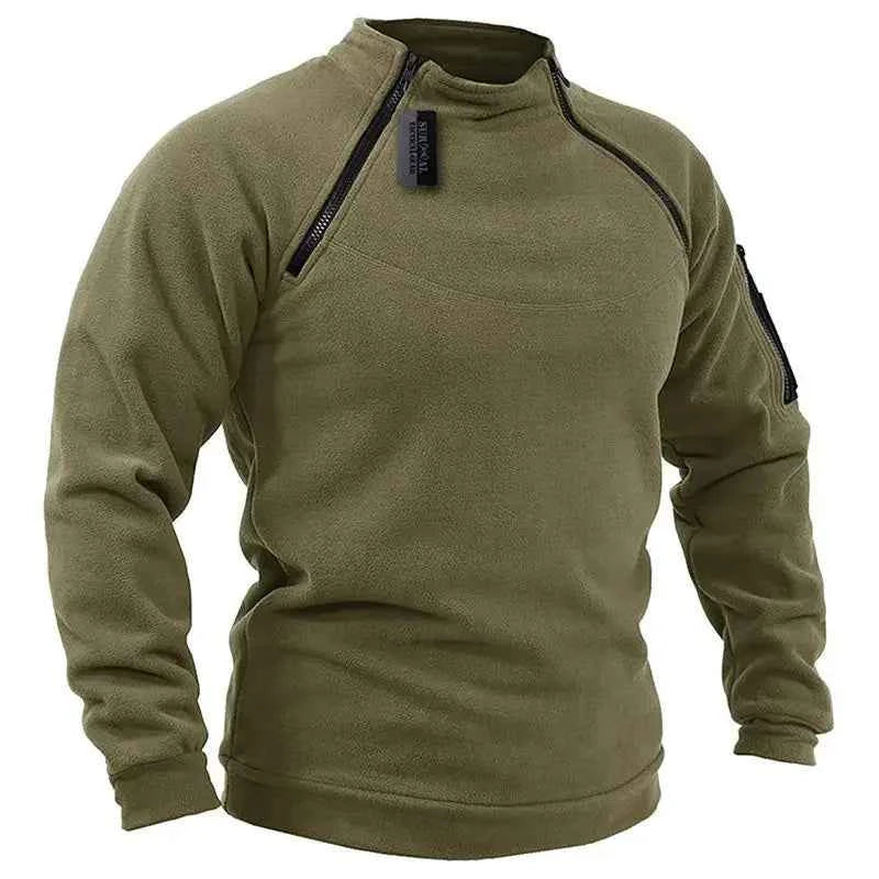 Tactical Sweatshirt Men Thick Double Zipper Fleece Hoodie Pullover Casual Outdoor Sports Long Sleeve Jacket Warm Breathable New