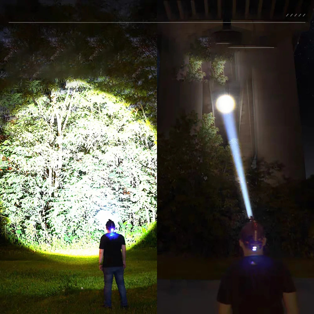 300000000LM Upgrade 4*White laser Headlamp Fishing Headlight 18650 Battery Flashlight USB Rechargeable Head Lights Torch Lantern