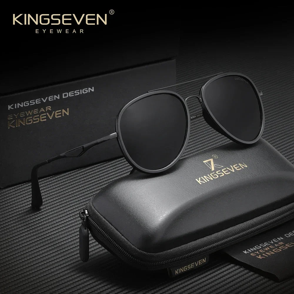KINGSEVEN 7936111 Compact Pilot Sunglasses – TAC Polarized, UV400, Plastic Frame, Unisex