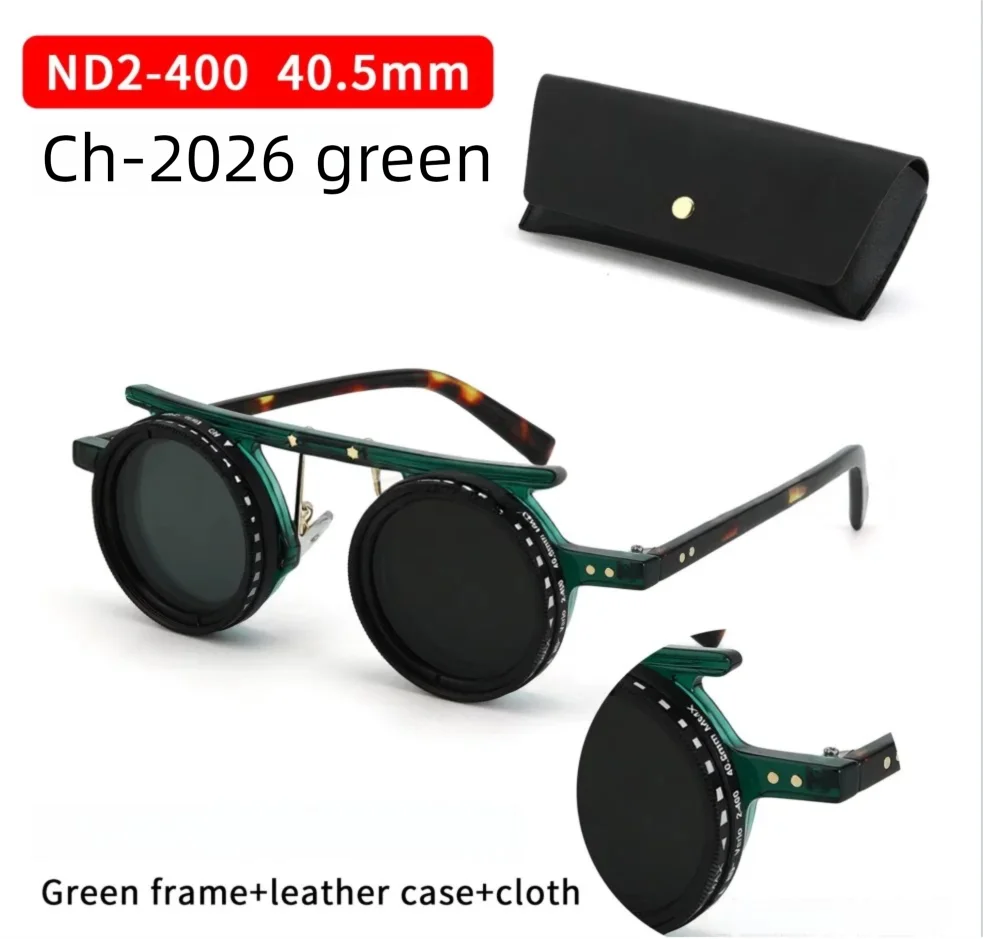 lafforgue ND9 Adjustable Dimming Steampunk Sunglasses – 9-Level ND Filter, Leather Side Shields, UV400, Unisex