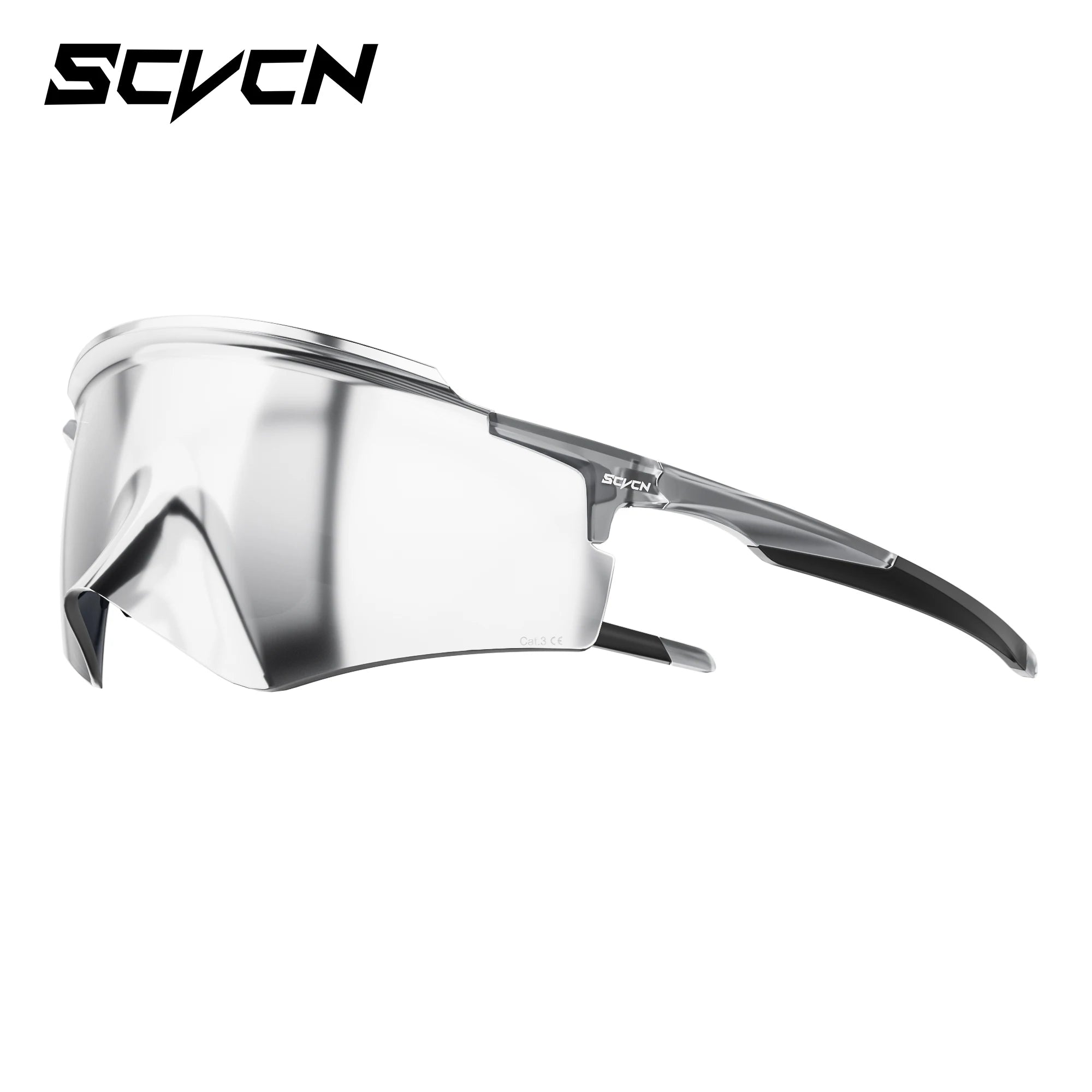 SCVCN Cycling Sunglasses – UV400 Waterproof Photochromic TR-90 Frame 146mm Wide Lens for MTB, Running & Outdoor Sport