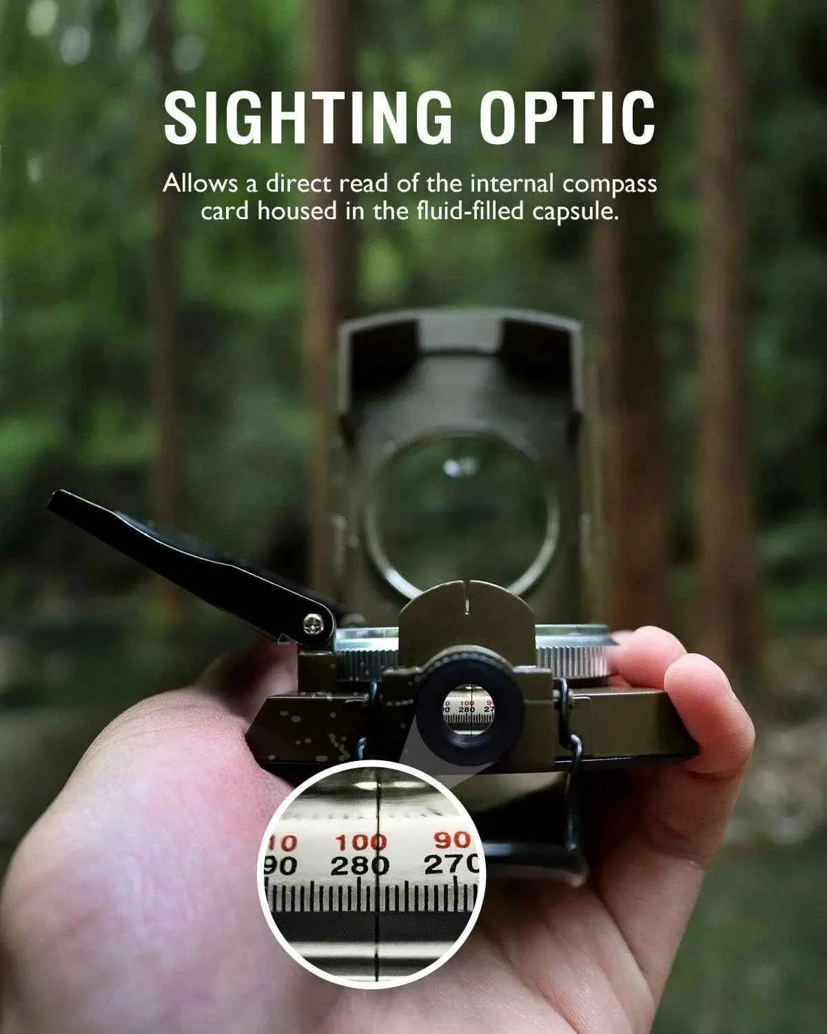 Professional Metal Sighting Compass with Inclinometer – Waterproof, Shockproof, Luminous