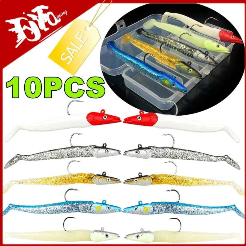 Soft Silicone Biomimetic Eel Fishing Lure – Lead Head | Luminous & Standard | 10–16cm | 5 or 10 Pack