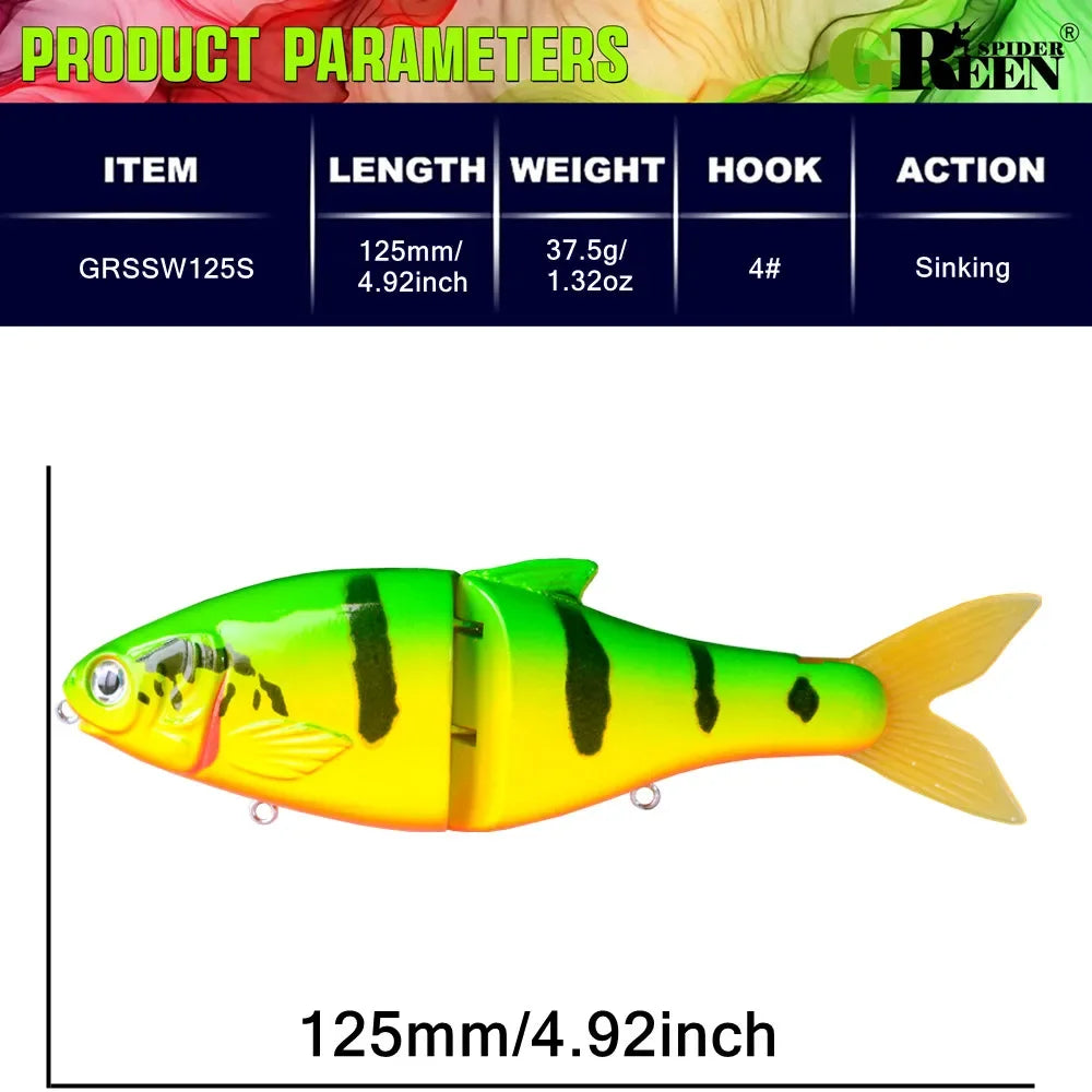 GRS Glider Fishing Lures Glide Bait Jointed Swimbait Artificial Hard Baits Lures with Treble Hooks
