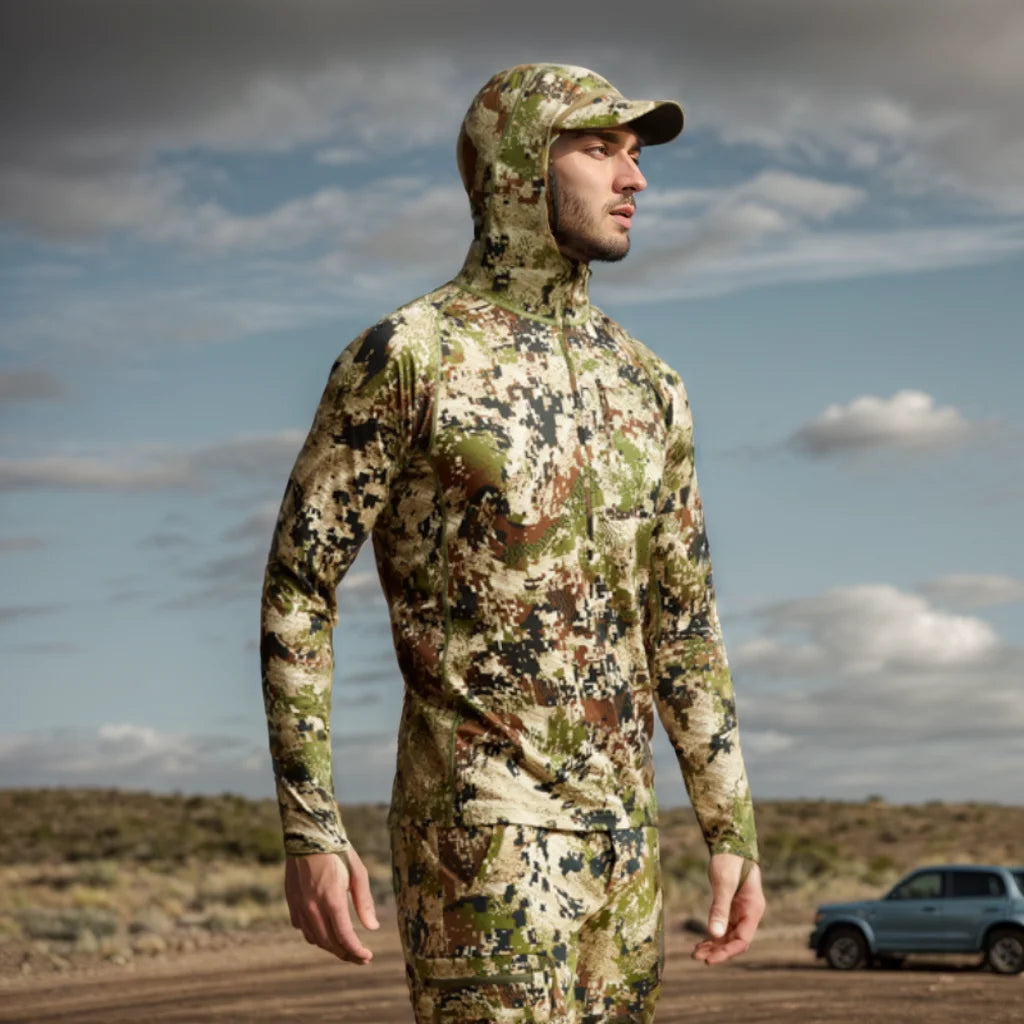 Camo Hunting Hoodie with Face Mask – Lightweight Pullover for Fishing & Outdoor Use
