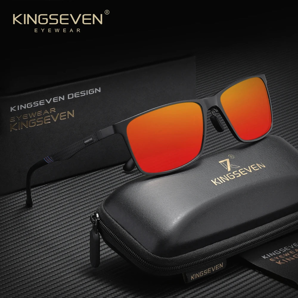 KINGSEVEN Polarized Rectangle Sunglasses – Aluminium Magnesium Frame, UV400 Mirror Lens