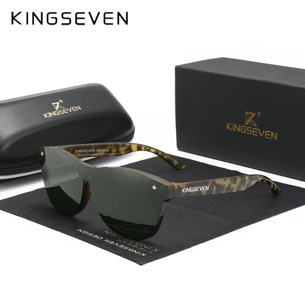 KINGSEVEN Oversized Rimless Polarized Sunglasses – UV400 Mirror Lens, Retro Style
