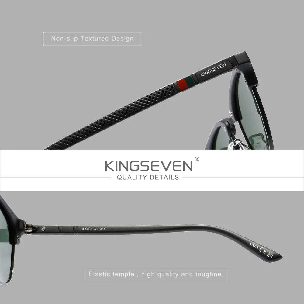 KINGSEVEN Trendy Round Polarized Sunglasses – UV400 for Men & Women
