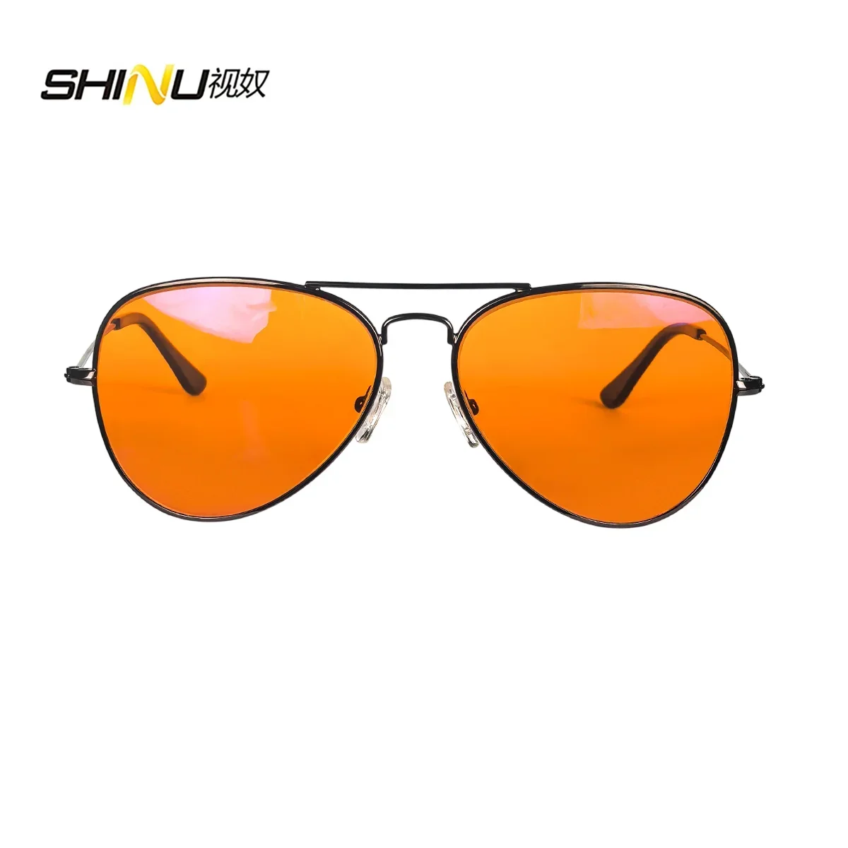 SHINU 3001 Blue Light Blocking Glasses – Red, Orange & Yellow Lenses, 3 Sizes, Stainless Steel