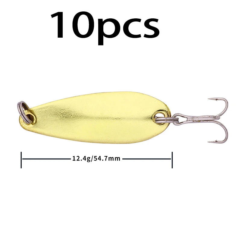Metal Spoon Fishing Lure with Treble Hook – Gold & Silver Jig Bait for Bass, Pike & Perch