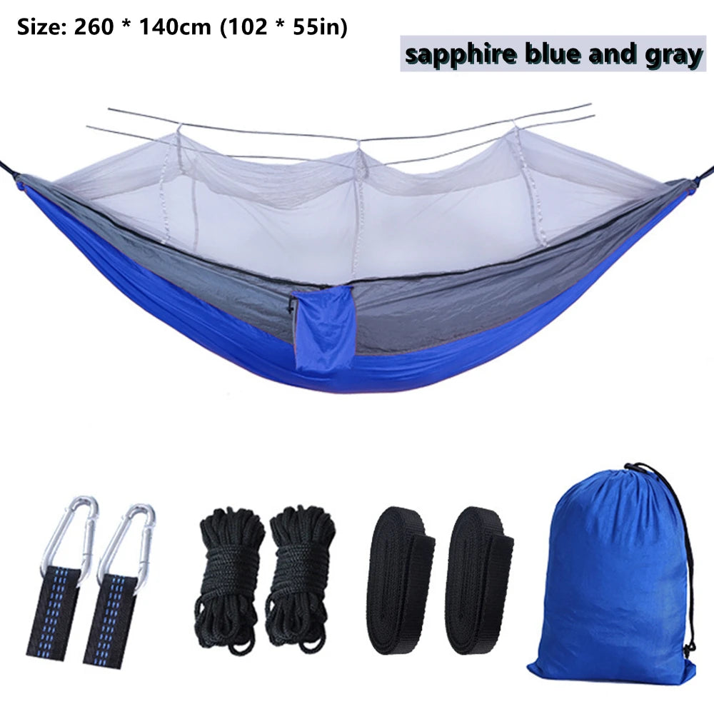 Portable Outdoor Camping Leisure Double Mosquito Net Hammocks Garden Travel Tourist Nature Hike Sleeping Hanging Hammock Swing