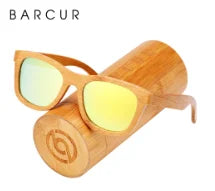 BARCUR Retro Square Bamboo Wood Polarized Sunglasses – UV400 Handmade