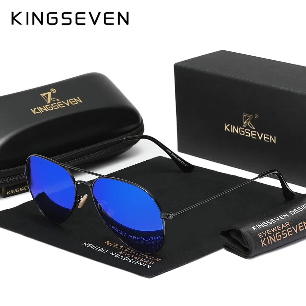 KINGSEVEN 7115 Pilot Polarized Sunglasses – Alloy Frame, Mirror, UV400, Unisex