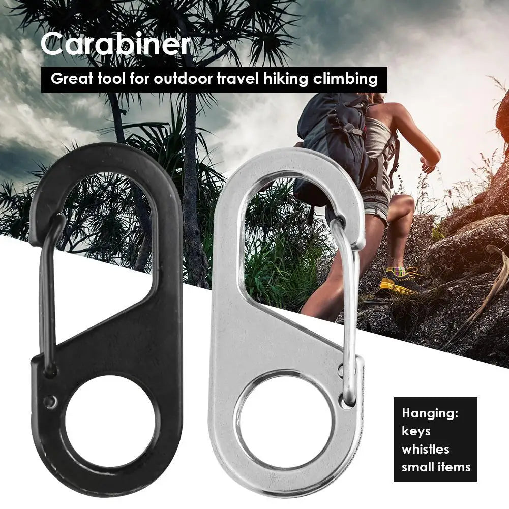 8-shaped Backpack Hook Buckle 440 Stainless Steel Mini Key Chain Carabiners Lightweight Wear-resistant for Travel Climbing