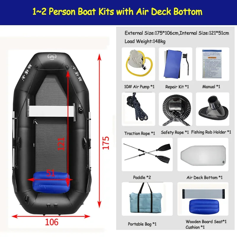Professional Inflatable Fishing Boat & Kayak Set – Foldable PVC Dinghy for Adults