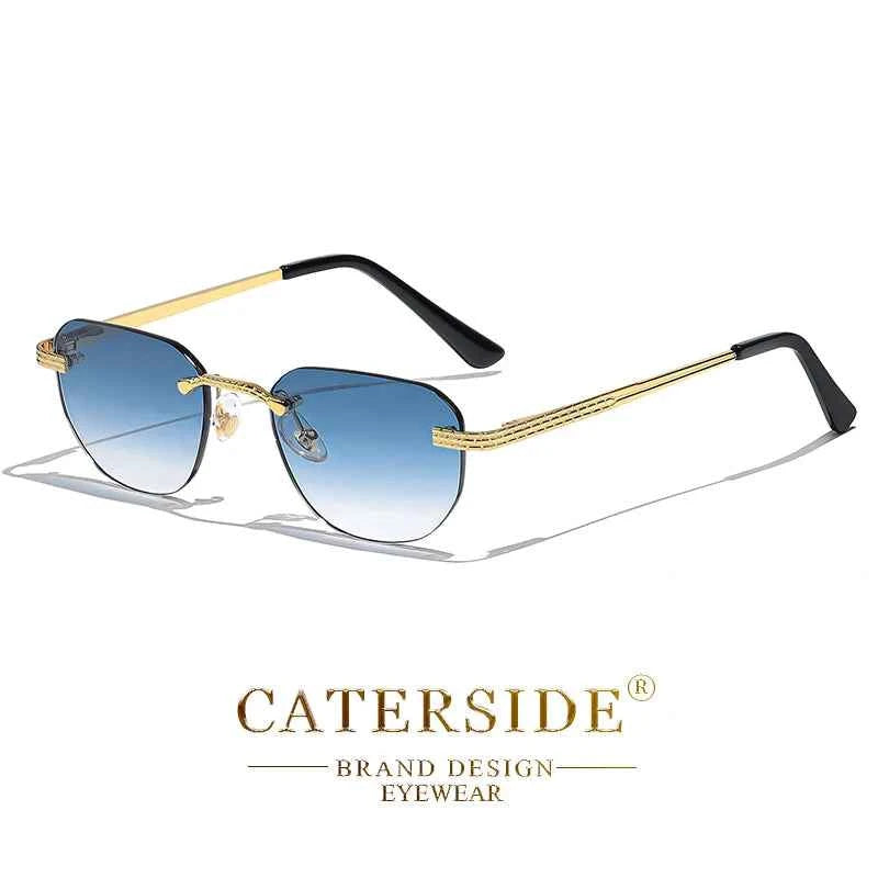 Retro Rimless Pilot Sunglasses – UV400 Copper Frame for Men & Women