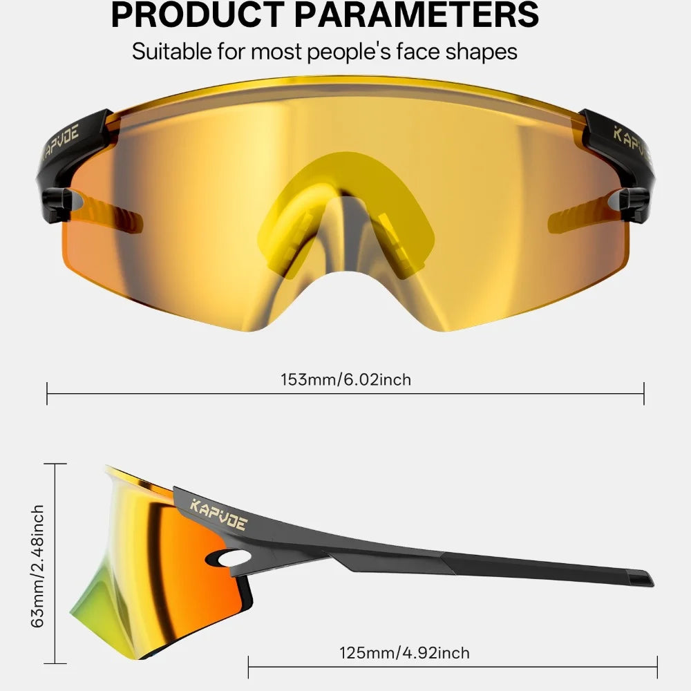 Kapvoe Man Cycling Glasses Sports Sunglasses Road Bike Mountain Bicycle Cycle Glasses Riding Goggle Sports Eyewear for Women 2026