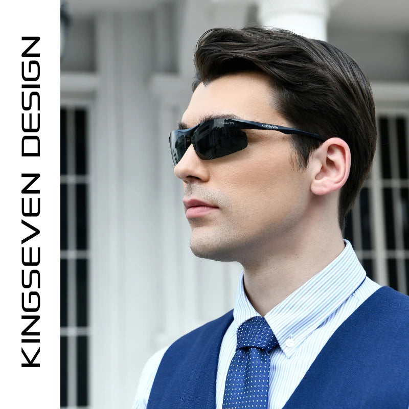 KINGSEVEN Polarized Aluminum Sunglasses – UV400 Mirror Lens, Aviation Goggle Style, Unisex