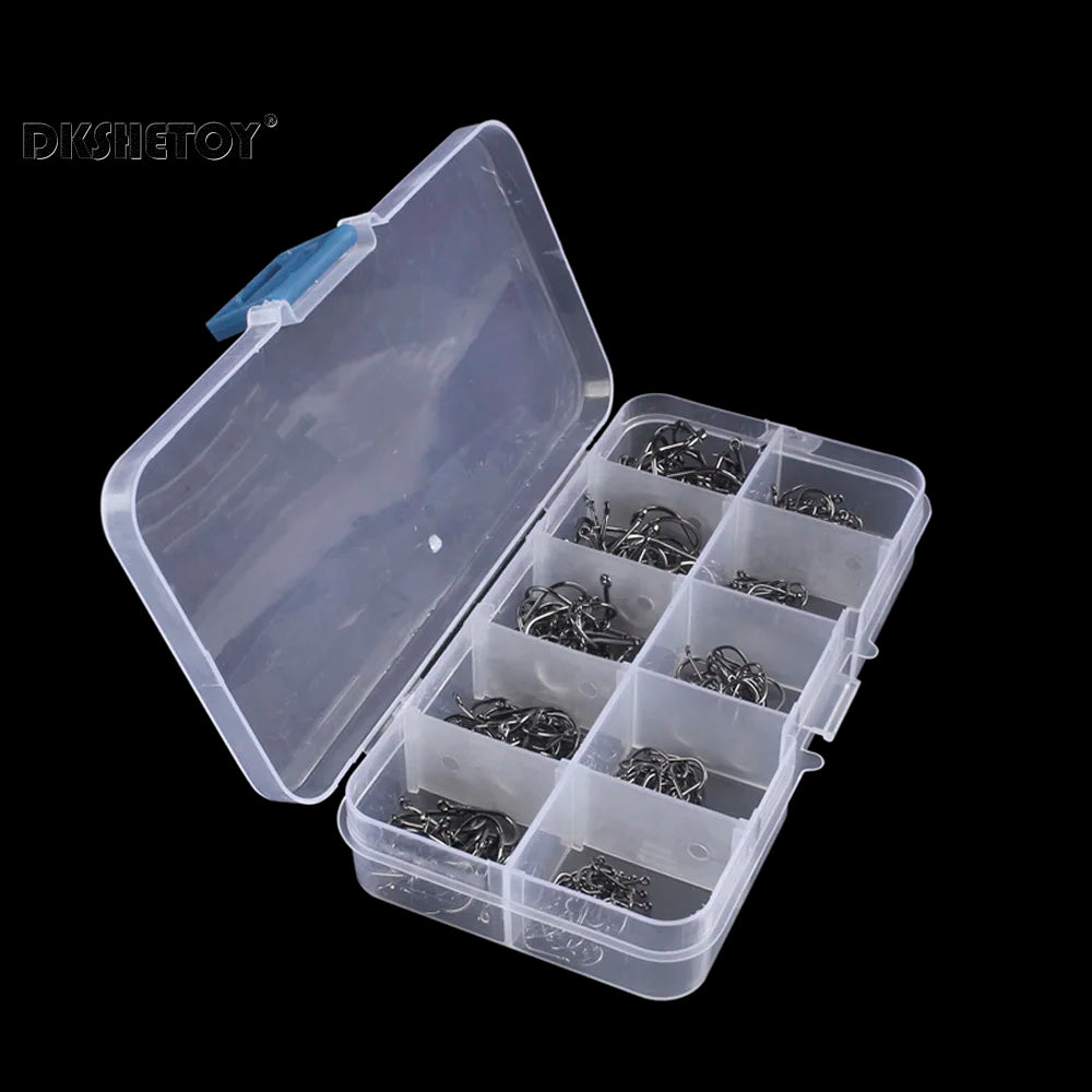 100-1000pcs Fish Hooks with barbed fishhook For Bait With Plastic Box Kit For Saltwater Freshwater fishing tools