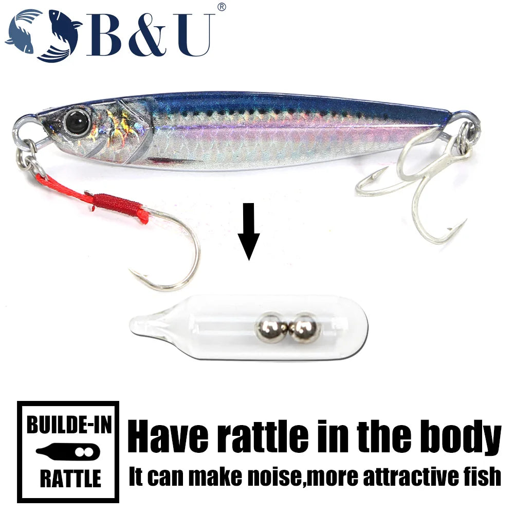 B&U Rattle Metal Jig – Saltwater Fishing Lure, Long Casting, 40g / 60g / 80g